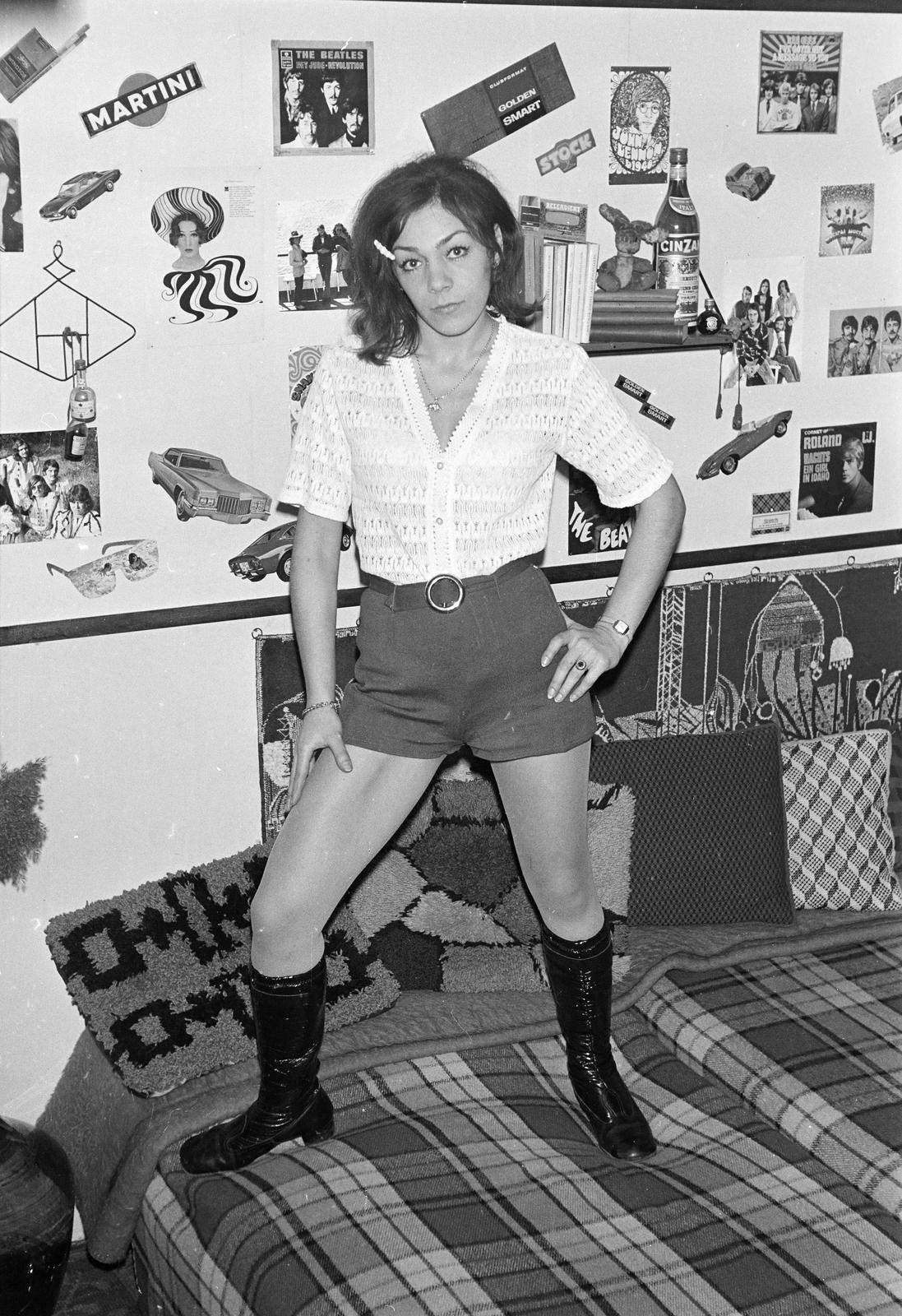 1971, Rékai Zsolt, divat, csípőre tett kéz, csizma, Fortepan #300641