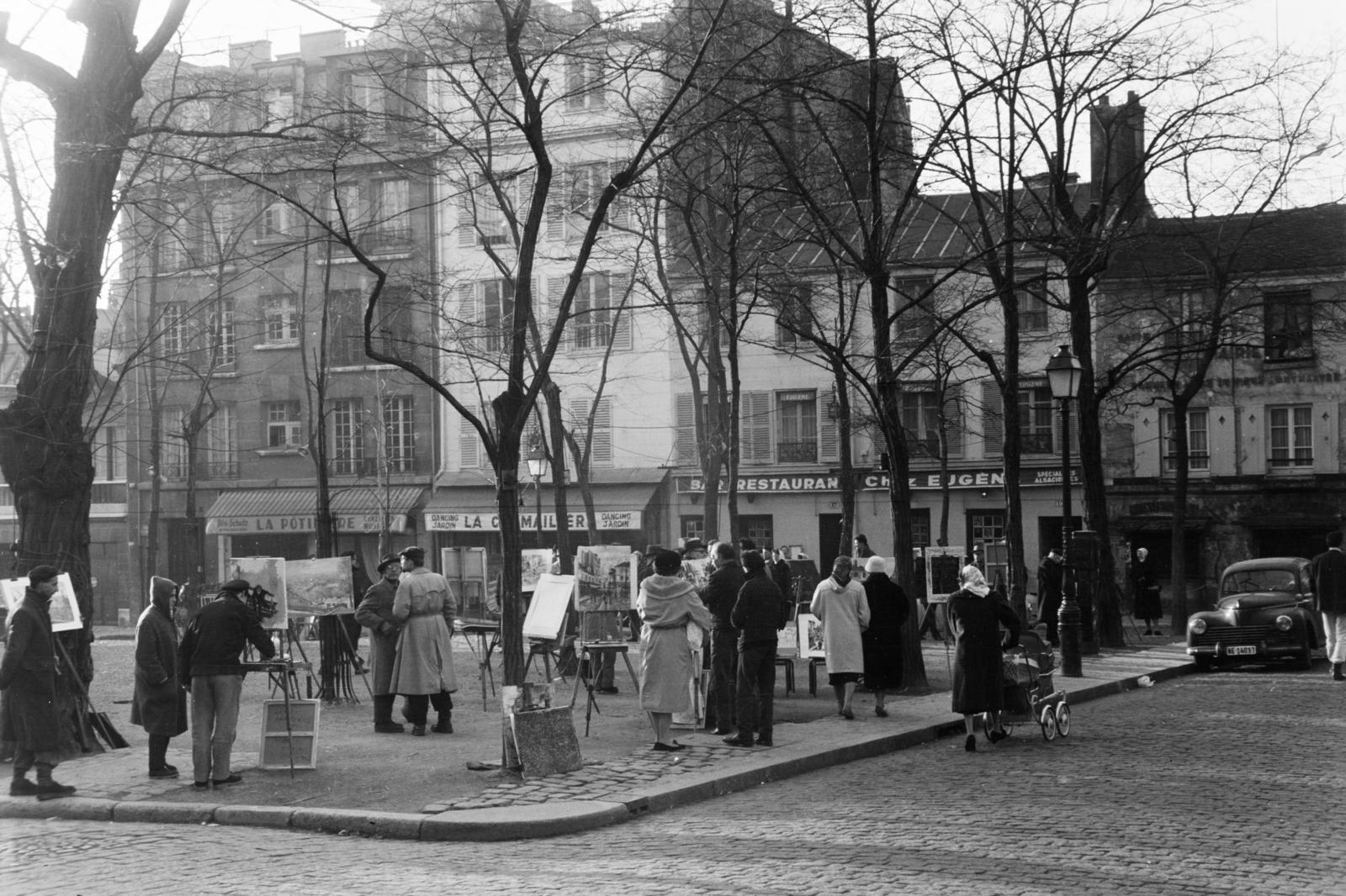 France, Paris, Montmartre, Place du Tertre., 1960, Szalay János, Fortepan #301005