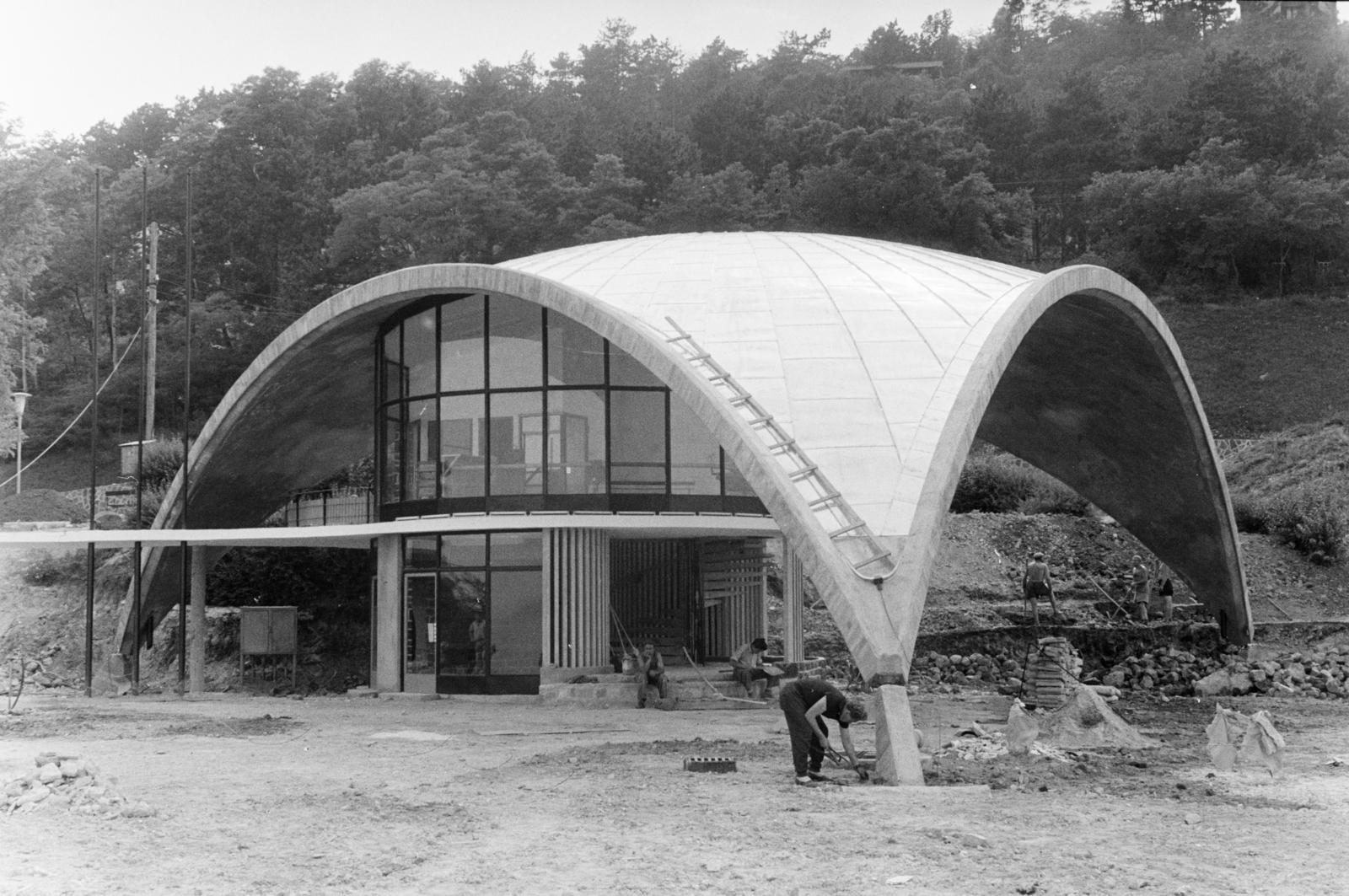 Hungary,Lake Balaton, Tihany, kikötő., 1960, Szalay János, modern architecture, Fortepan #301231