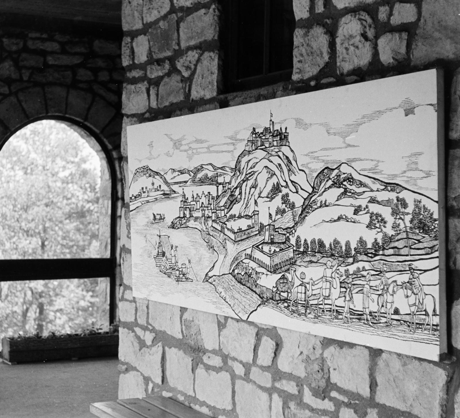 Hungary,Danube Bend, Visegrád, Nagyvillám, Zsitvay kilátó., 1966, Szalay János, board, architectural heritage, drawing, monument, Fortepan #301507