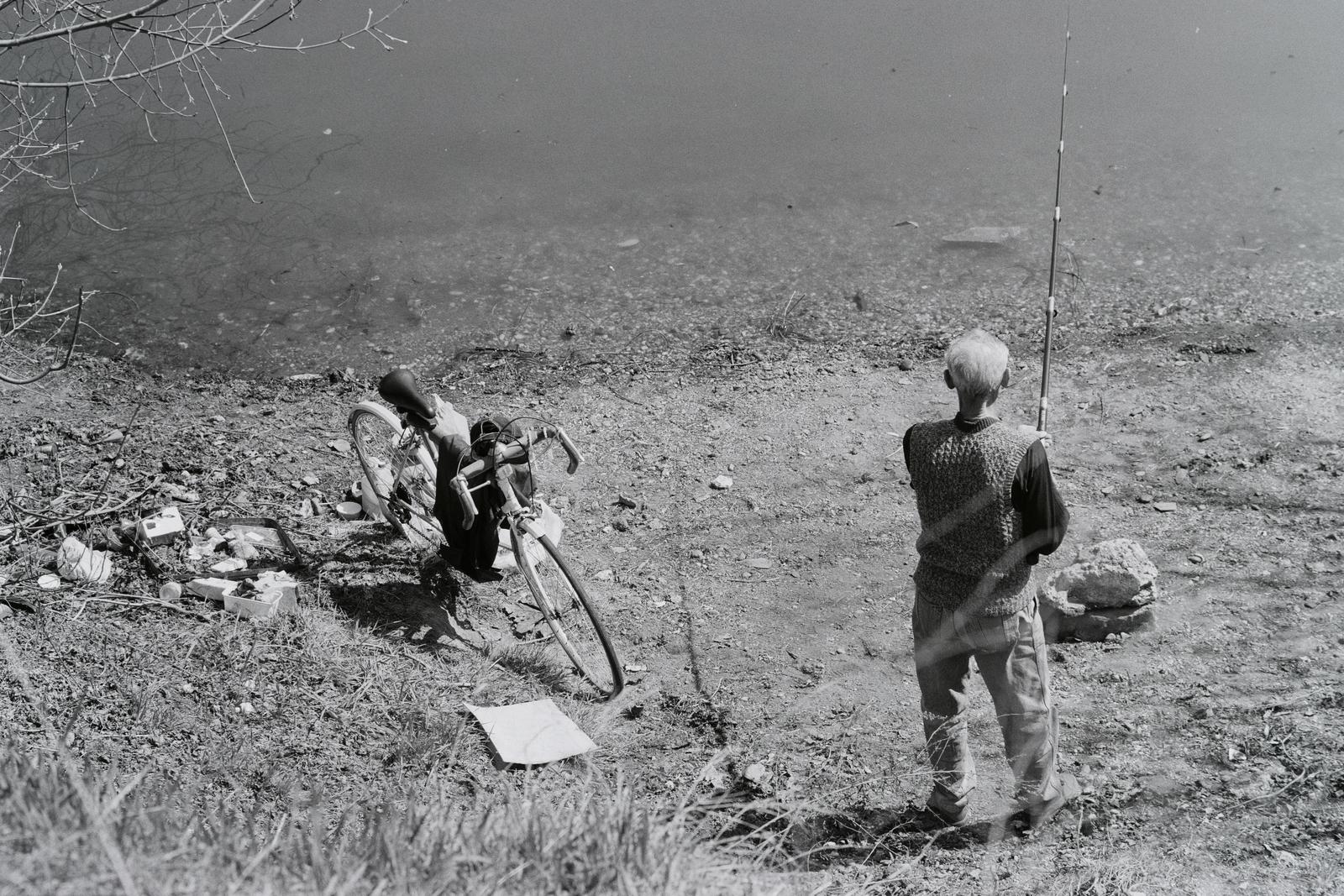 1986, Szaller Károly, horgászat, kerékpár, Fortepan #301596