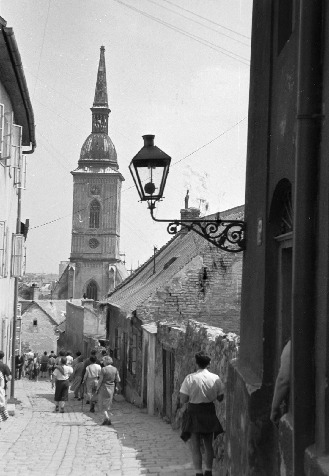 1960, Szalontai Tamás, slope, church, church clock, Fortepan #301782
