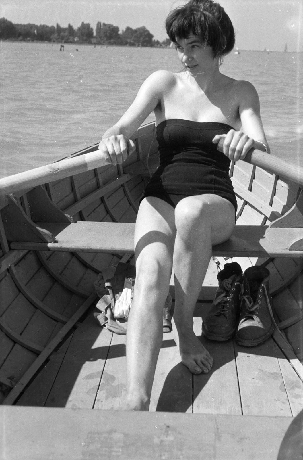 1960, Szalontai Tamás, evezés, fürdőruha, Fortepan #301787