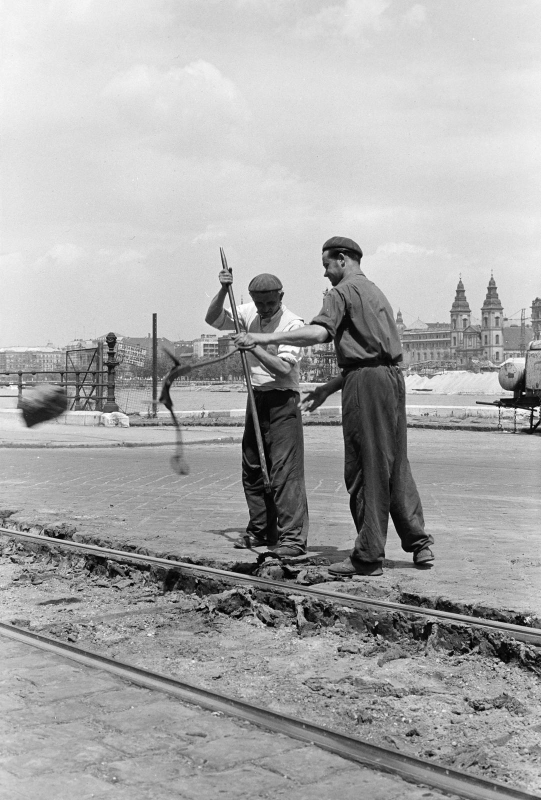 1962, Szalontai Tamás, rail track repairs, Fortepan #301818
