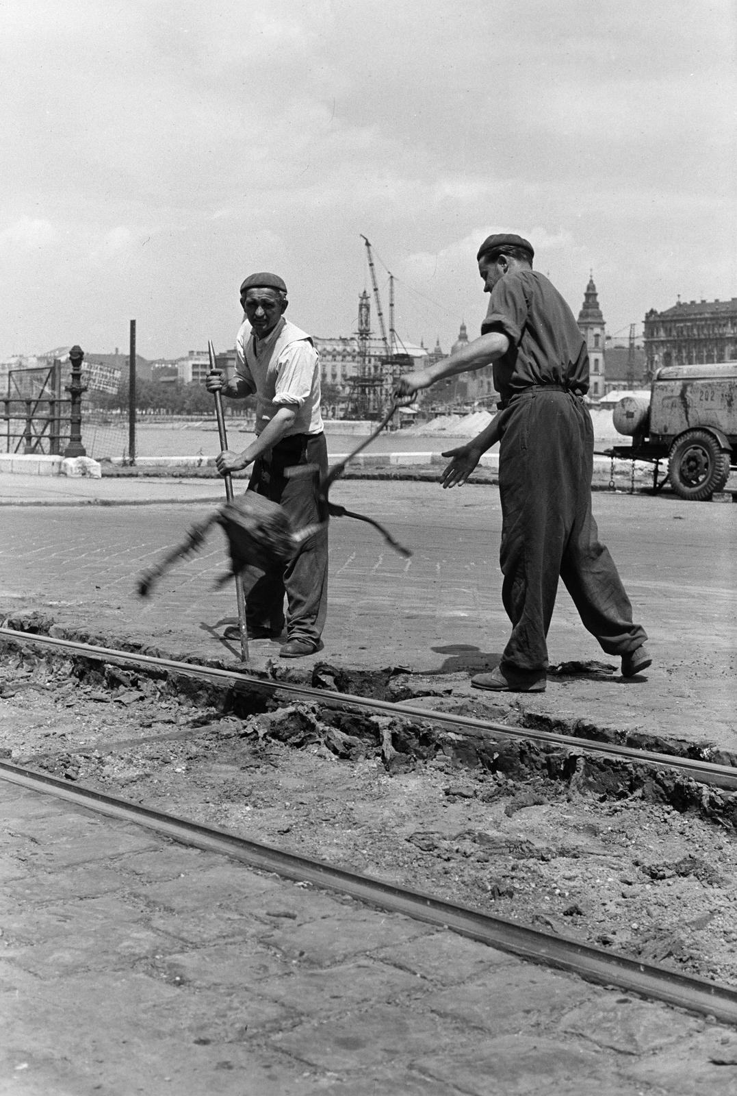 1962, Szalontai Tamás, rail track repairs, Fortepan #301819