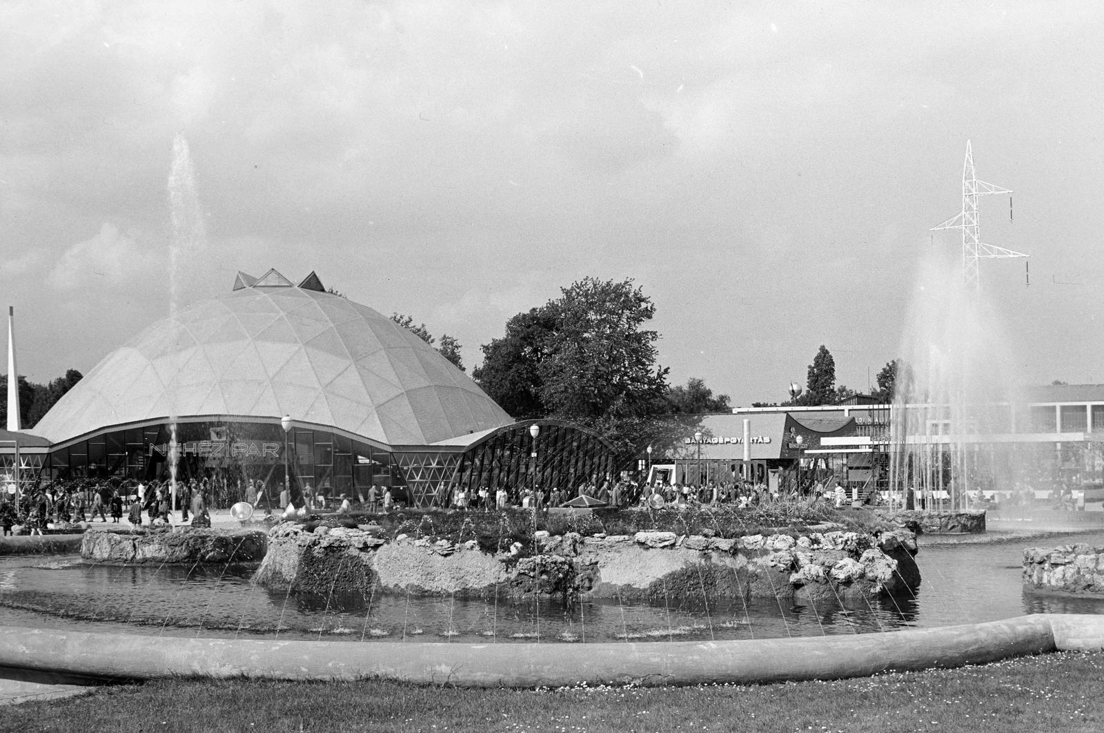 Hungary, Budapest XIV., 1962, Szalontai Tamás, fair, shell structure, fountain, Budapest, Fortepan #301821
