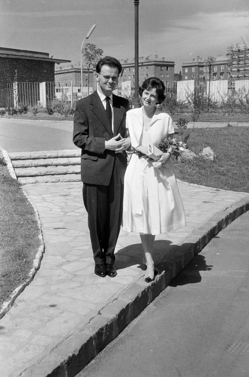 1962, Szalontai Tamás, házaspár, ünneplő ruha, Fortepan #301835