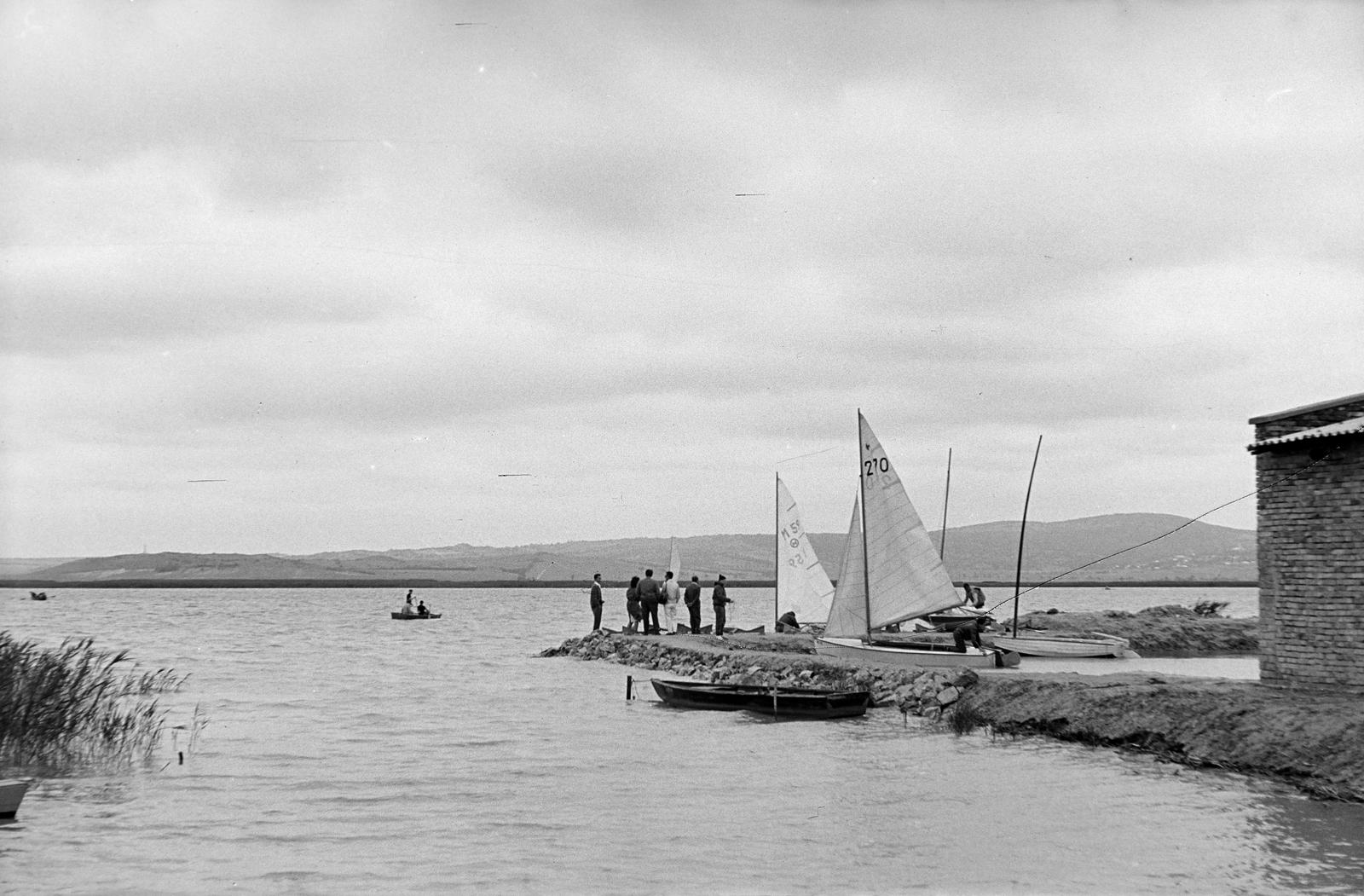 1963, Szalontai Tamás, lake, sailboat, Fortepan #301853