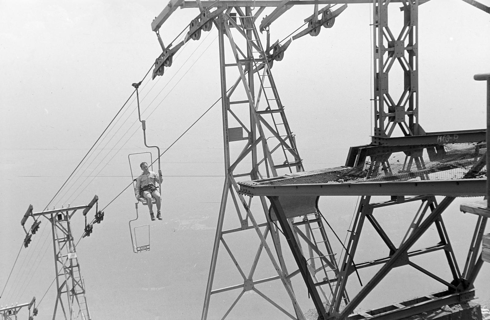 1964, Szalontai Tamás, steel structure, chairlift, Fortepan #301876