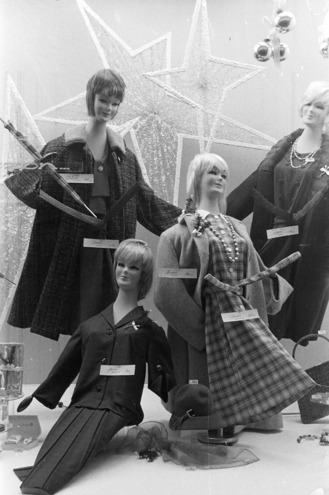 1964, Szalontai Tamás, divat, próbababa, kirakat, Fortepan #301882