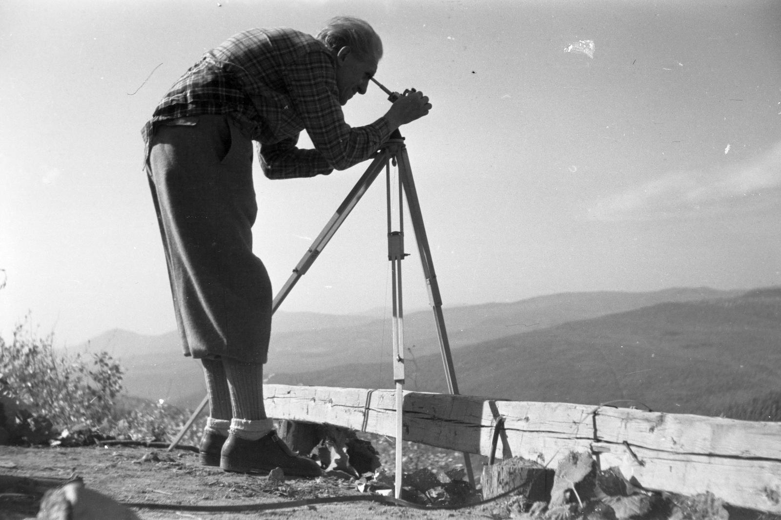 1960, Szalontai Tamás, theodolite, Fortepan #301971