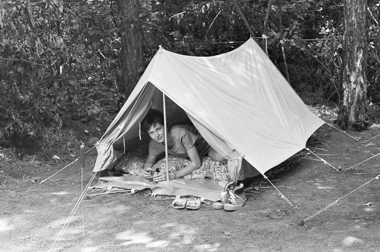 1961, Szalontai Tamás, sátor, Fortepan #301995