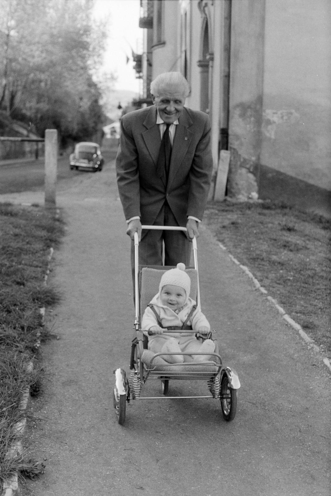 1965, Szalontai Tamás, grandparent, baby carriage, Fortepan #302033