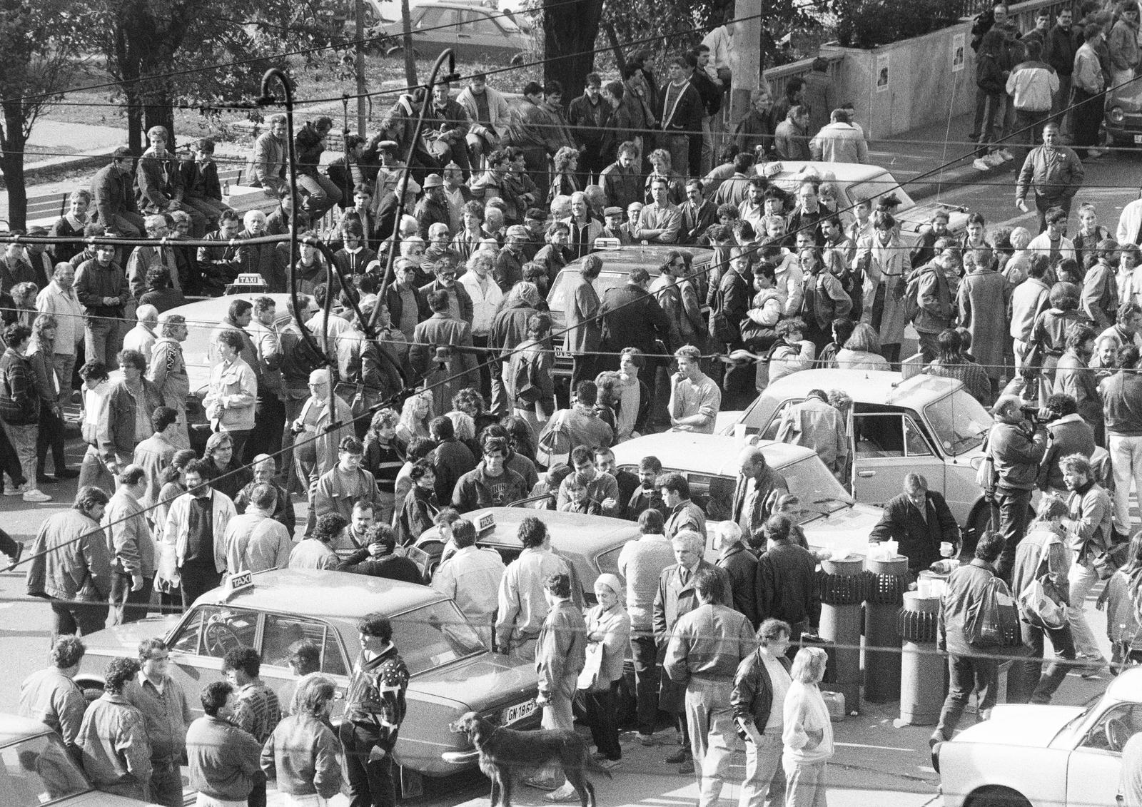 1990, Szebeni András, strike, taxicab, Fortepan #302157