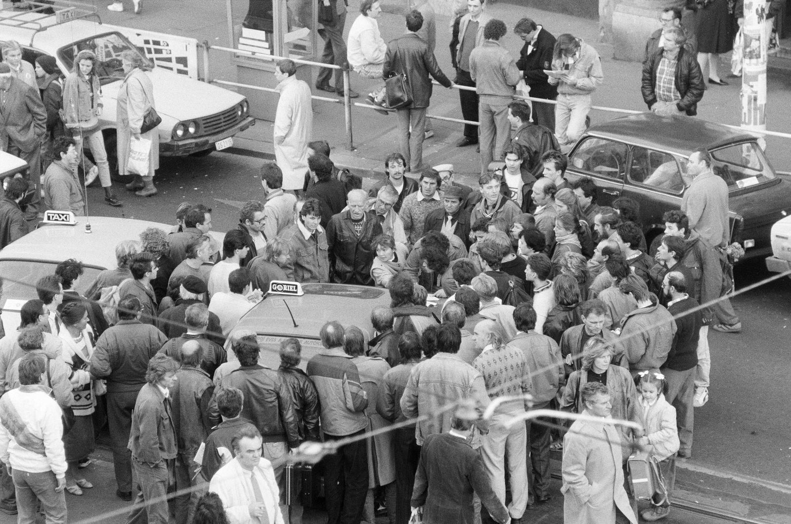 1990, Szebeni András, strike, taxicab, Fortepan #302160