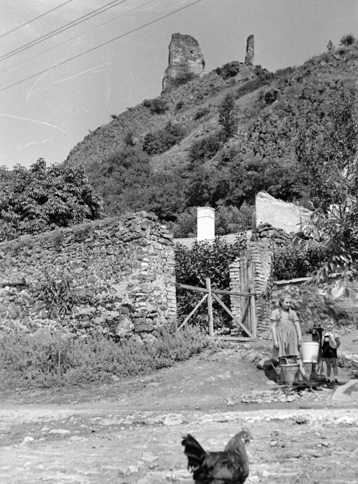Hungary,Lake Balaton, Szigliget, várrom., 1957, Németh Tamás, castle ruins, Fortepan #30227