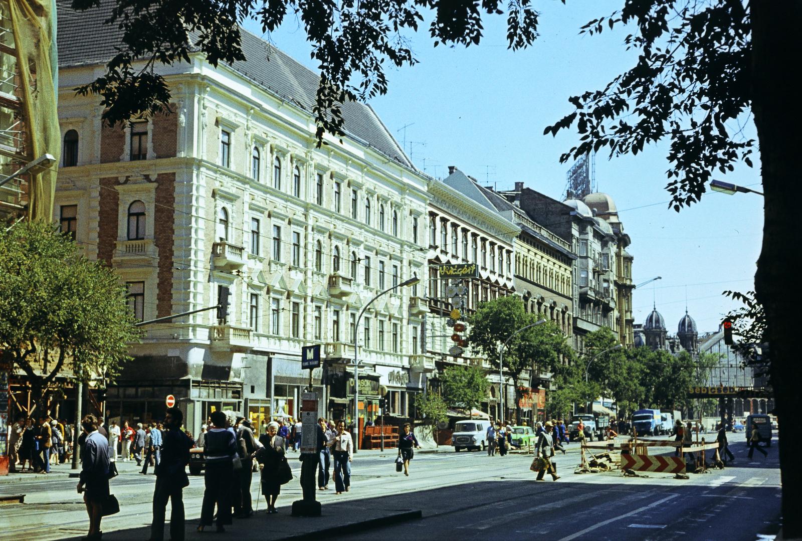 1980, Szomolányi József, színes, útjavítás, járdasziget, közlekedés, útkereszteződés, Fortepan #302592