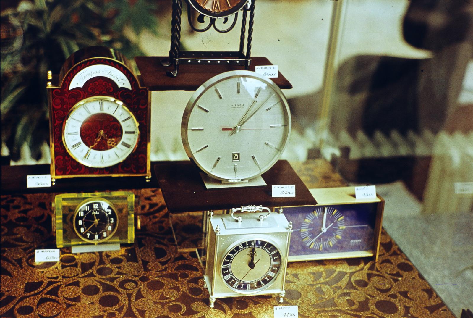 1964, Szomolányi József, price tag, watch, Show window, still life, colorful, Fortepan #302601