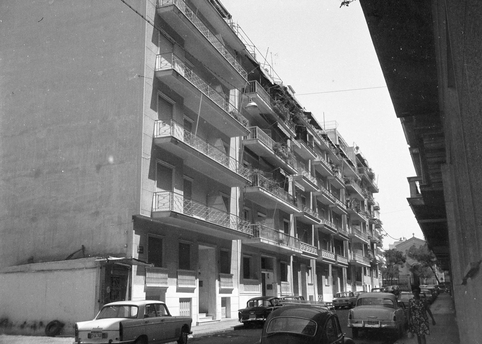 1963, Szomolányi József, street view, balcony, Fortepan #302638