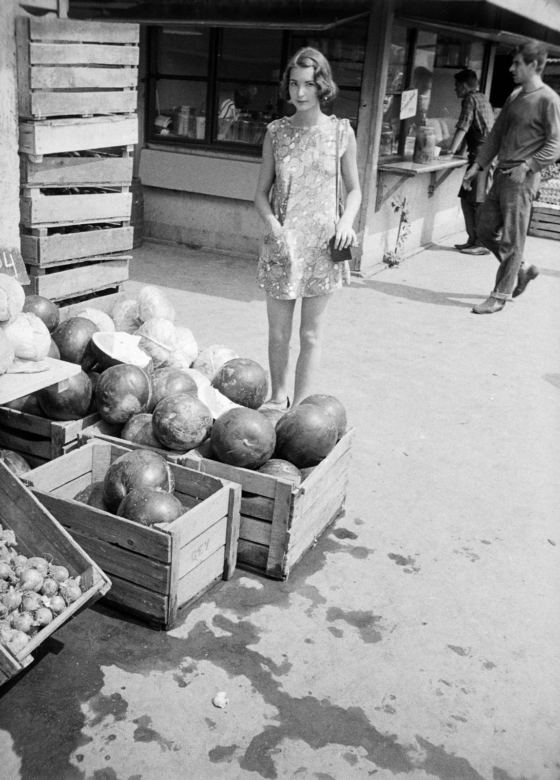 1965, Szomolányi József, melon, market, Fortepan #302693