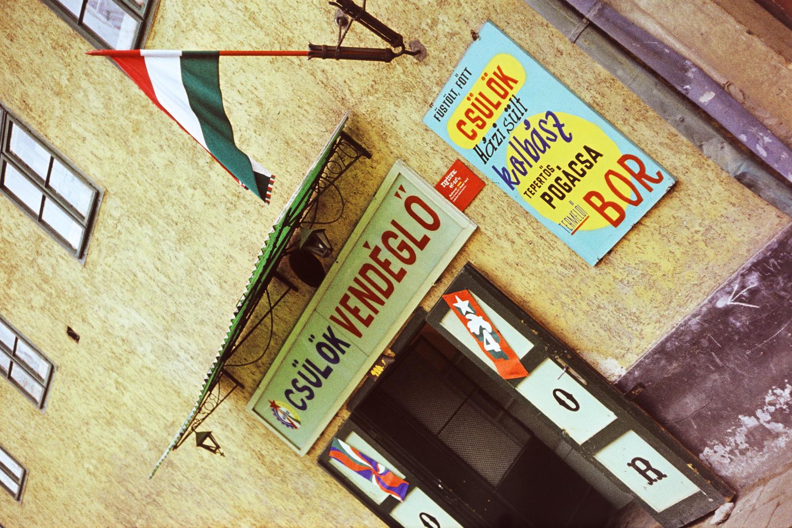 1980, Szomolányi József, vendéglő, színes, üzletportál, tipográfia, ferde, plakát, ÁFÉSZ, Fortepan #302772