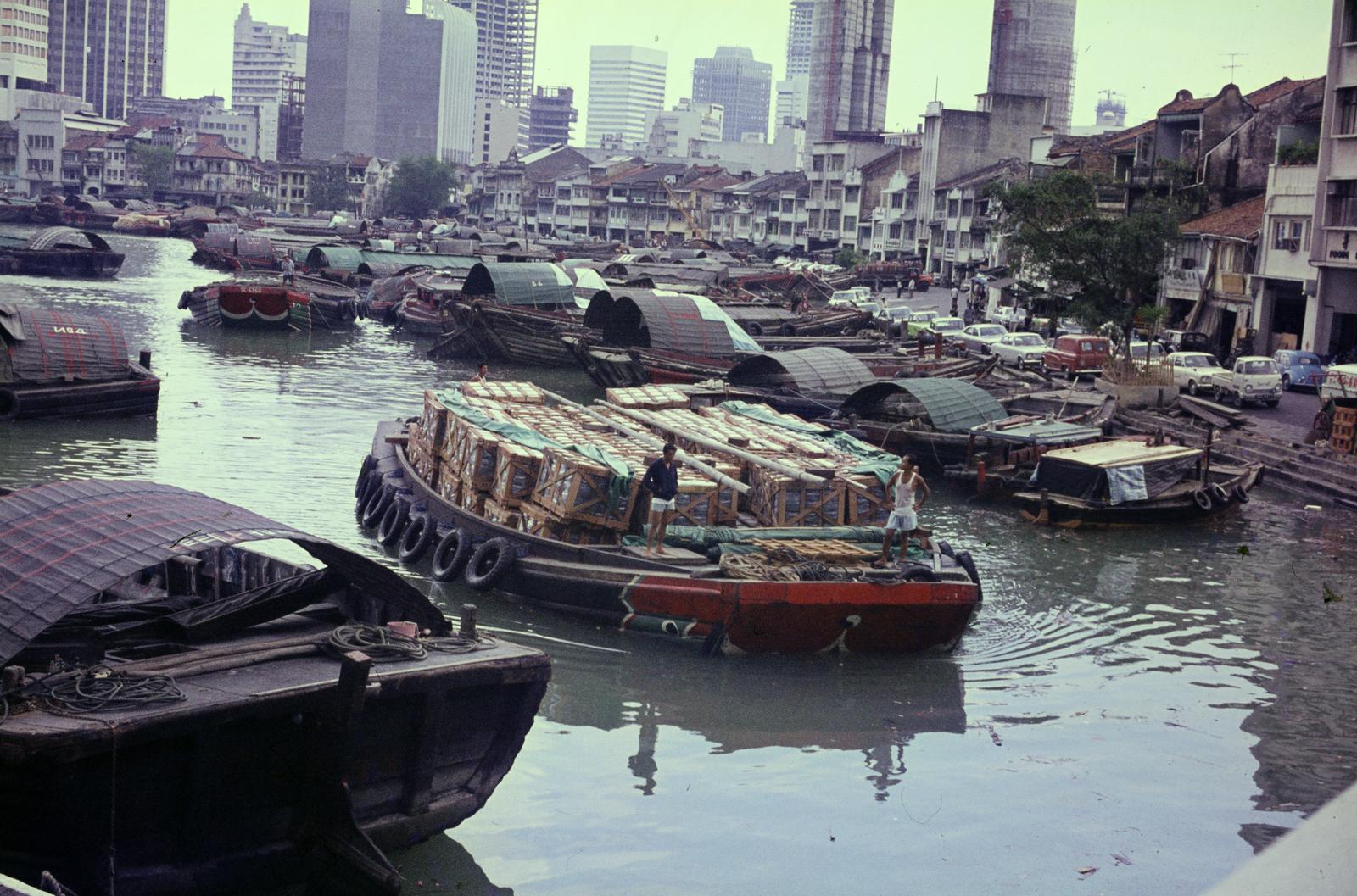 1977, Szomolányi József, high-rise building, colorful, fishing, tire, water, transportation, Fortepan #302779