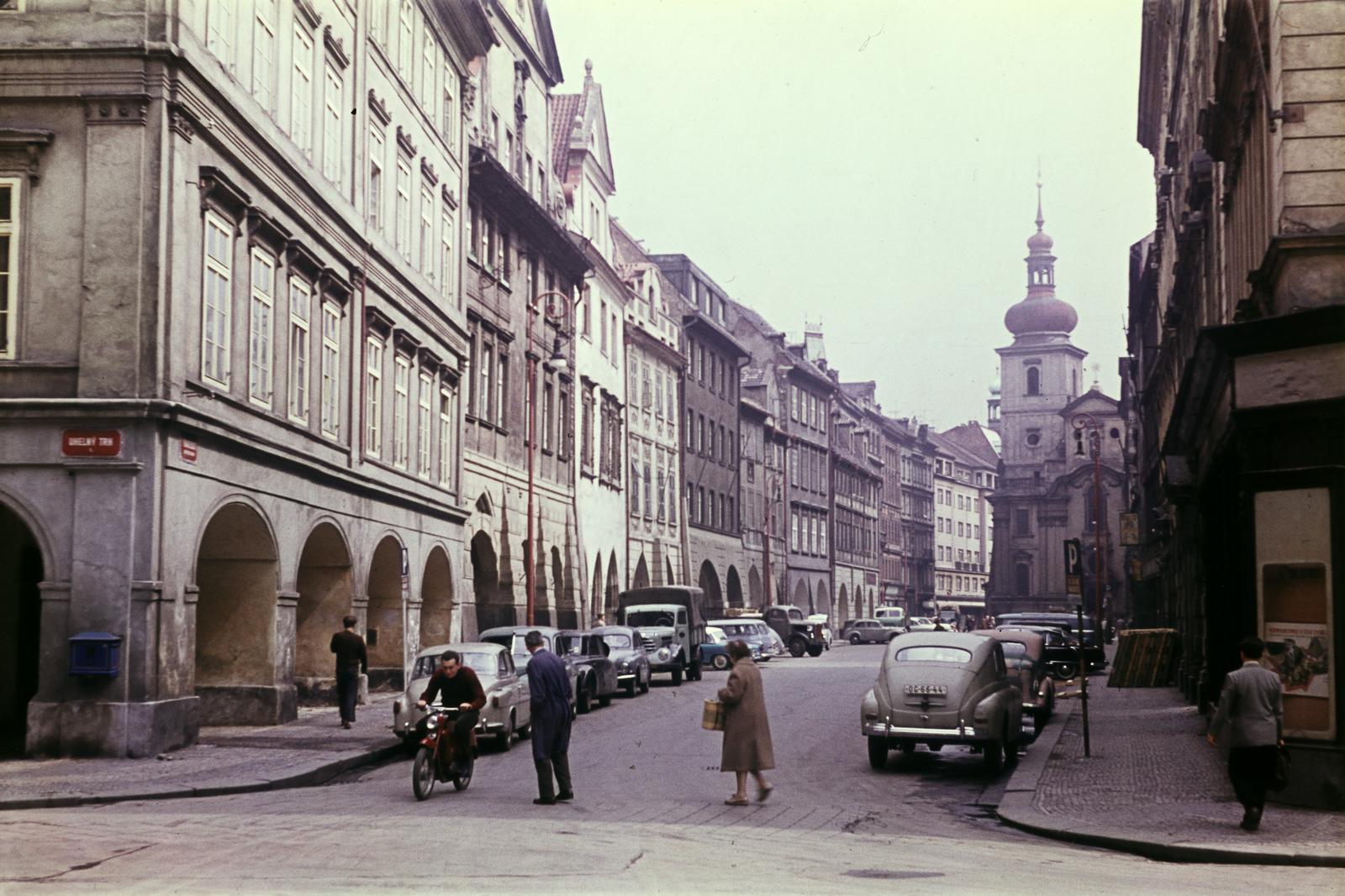 1962, Szomolányi József, street view, colorful, motorcycle, archway, church, Fortepan #302812