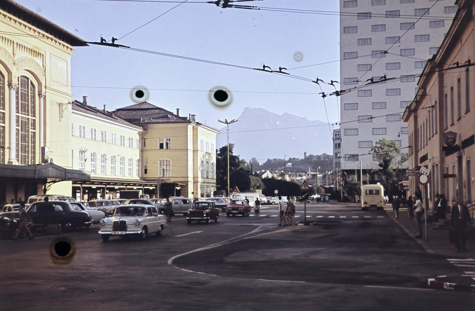 1966, Szomolányi József, gyalogátkelő, színes, sérült kép, Fortepan #302830