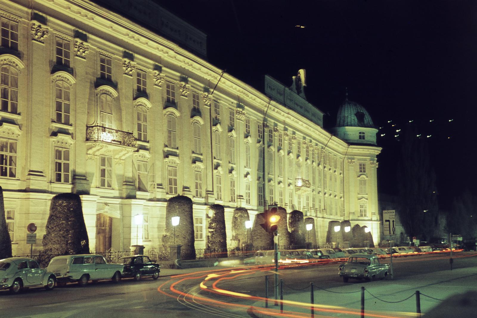 1964, Szomolányi József, színes, este, középület, Fortepan #302849