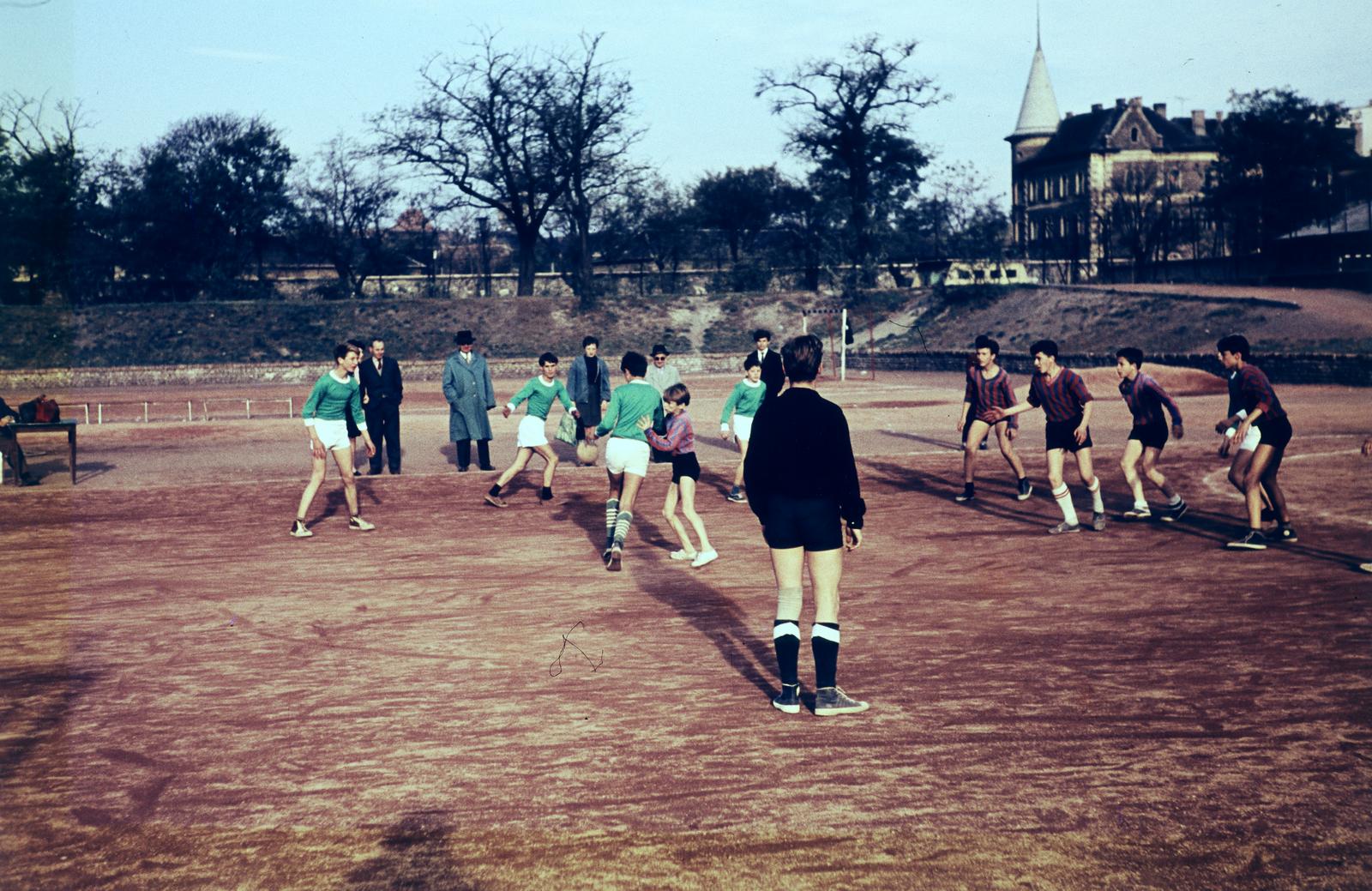 1966, Szomolányi József, colorful, soccer field, Fortepan #302864