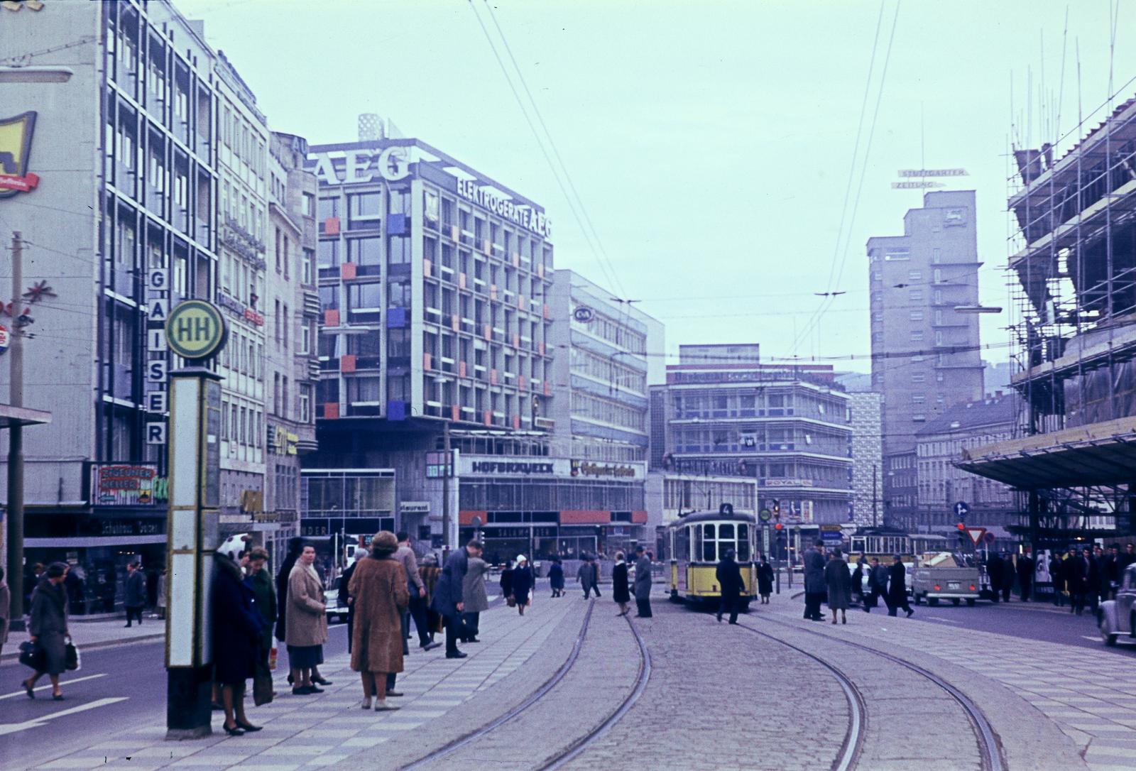 1968, Szomolányi József, villamosmegálló, modern építészet, színes, tömegközlekedés, villamos, Fortepan #302904