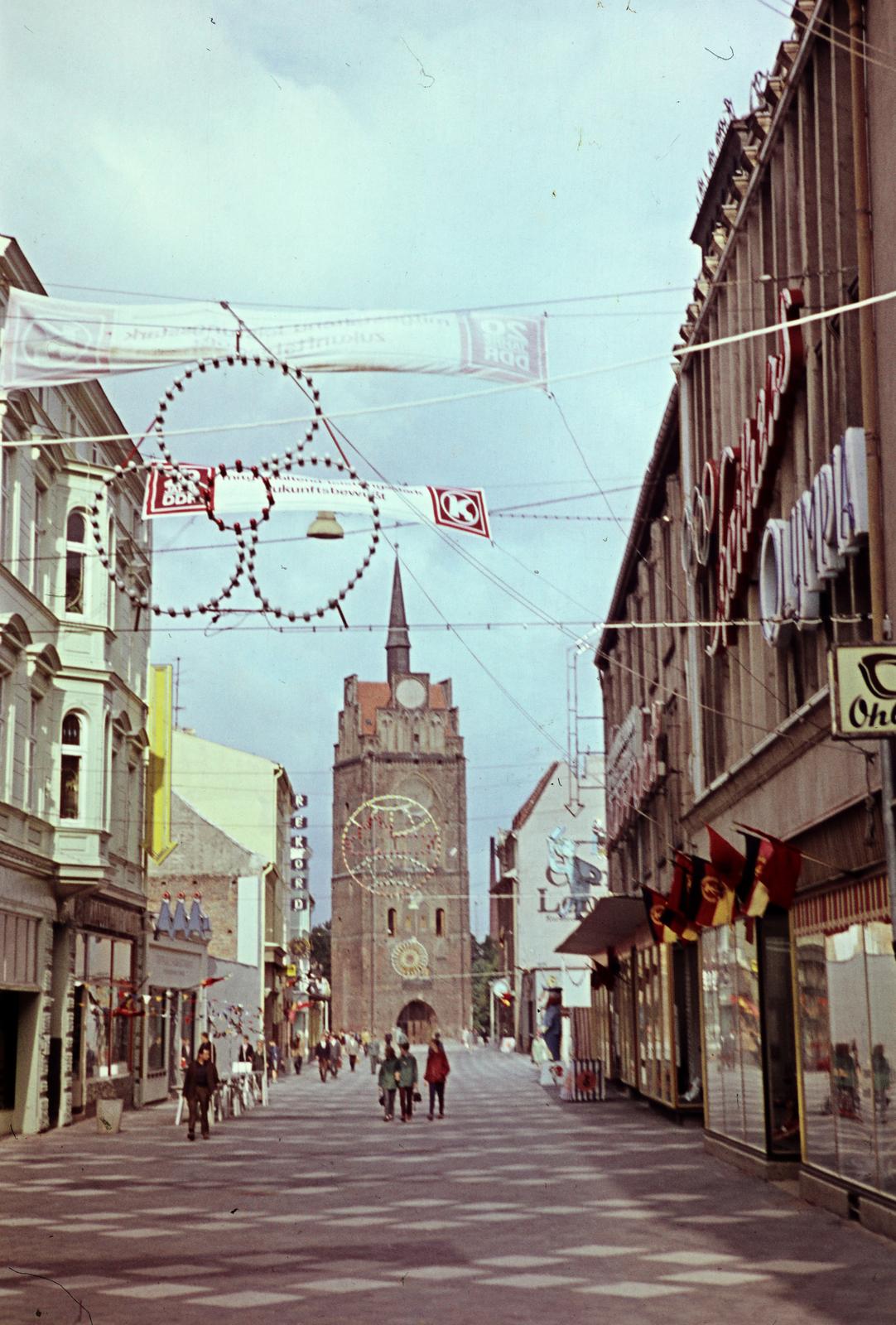 1965, Szomolányi József, torony, színes, bevásárlóutca, Fortepan #302917