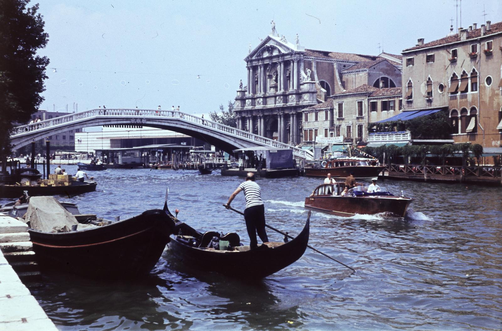 1969, Szomolányi József, colorful, walking bridge, rowing boat, Fortepan #302988