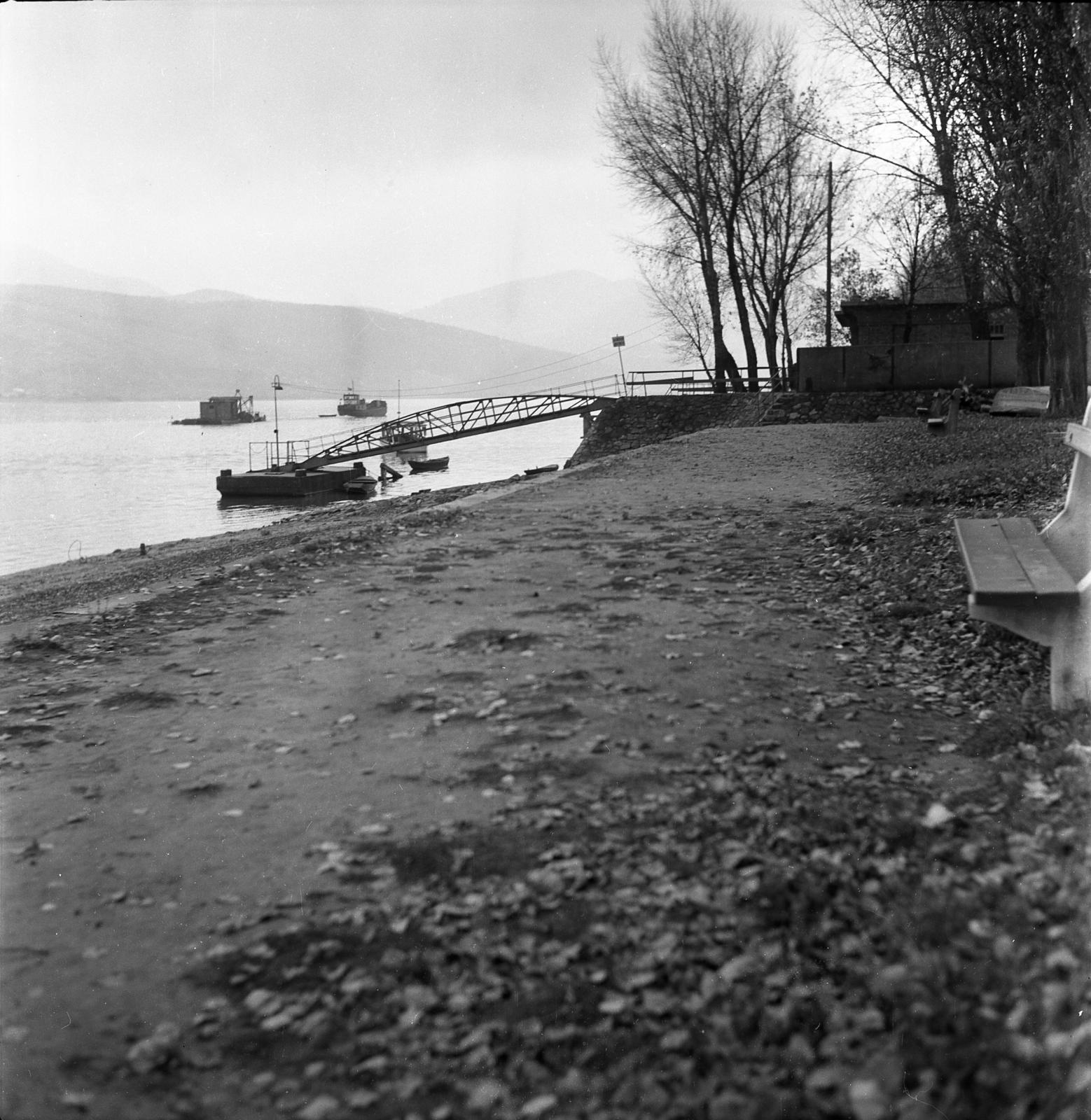 Magyarország,Dunakanyar, Nagymaros, Duna-part, szemben a kikötő pontonja., 1955, Tarcsa Lajos, Fortepan #303038