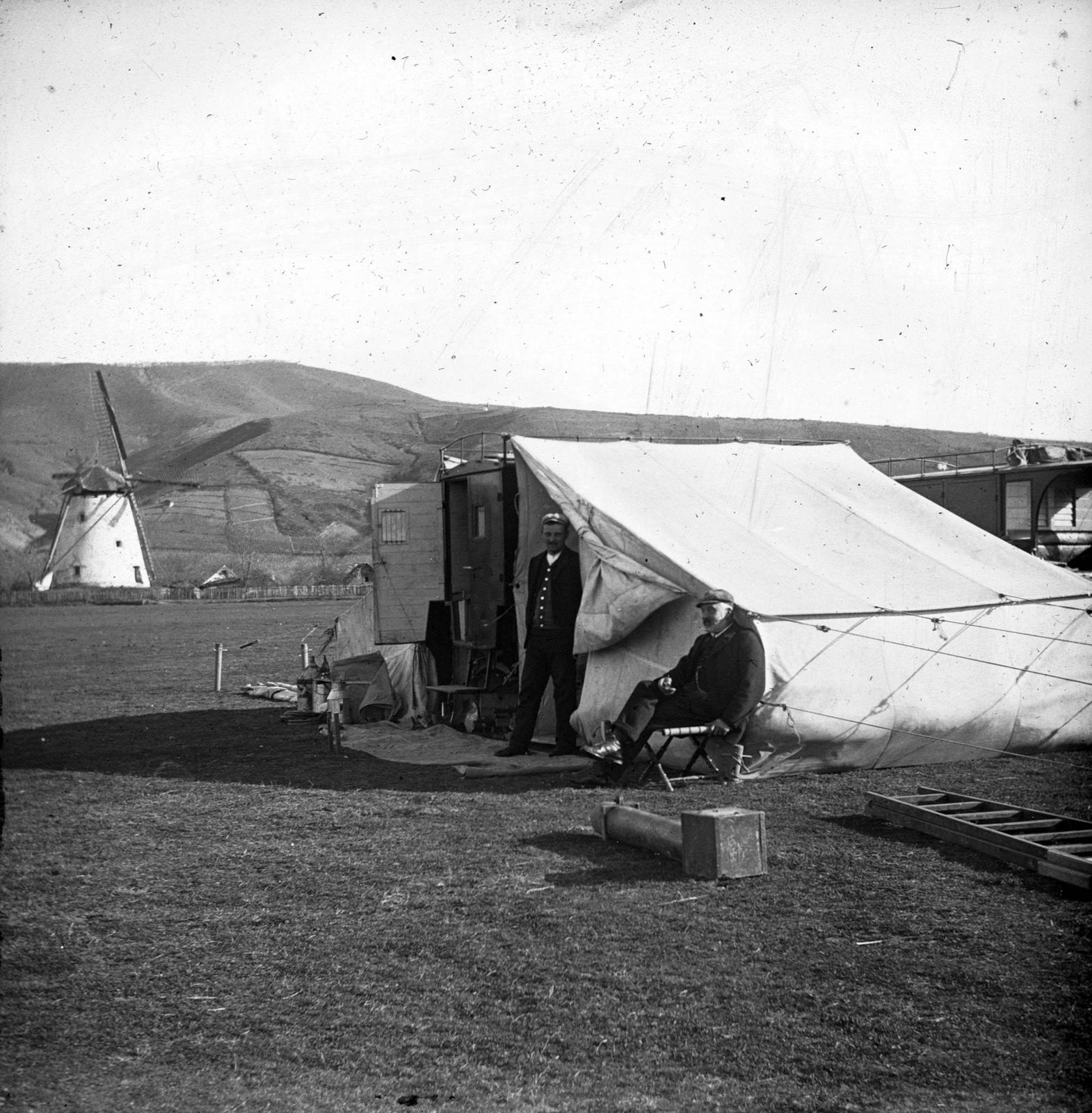1906, SZTFH Földtani Szolgálatának gyűjteménye, Eötvös Loránd, szélmalom, sátor, Fortepan #303182
