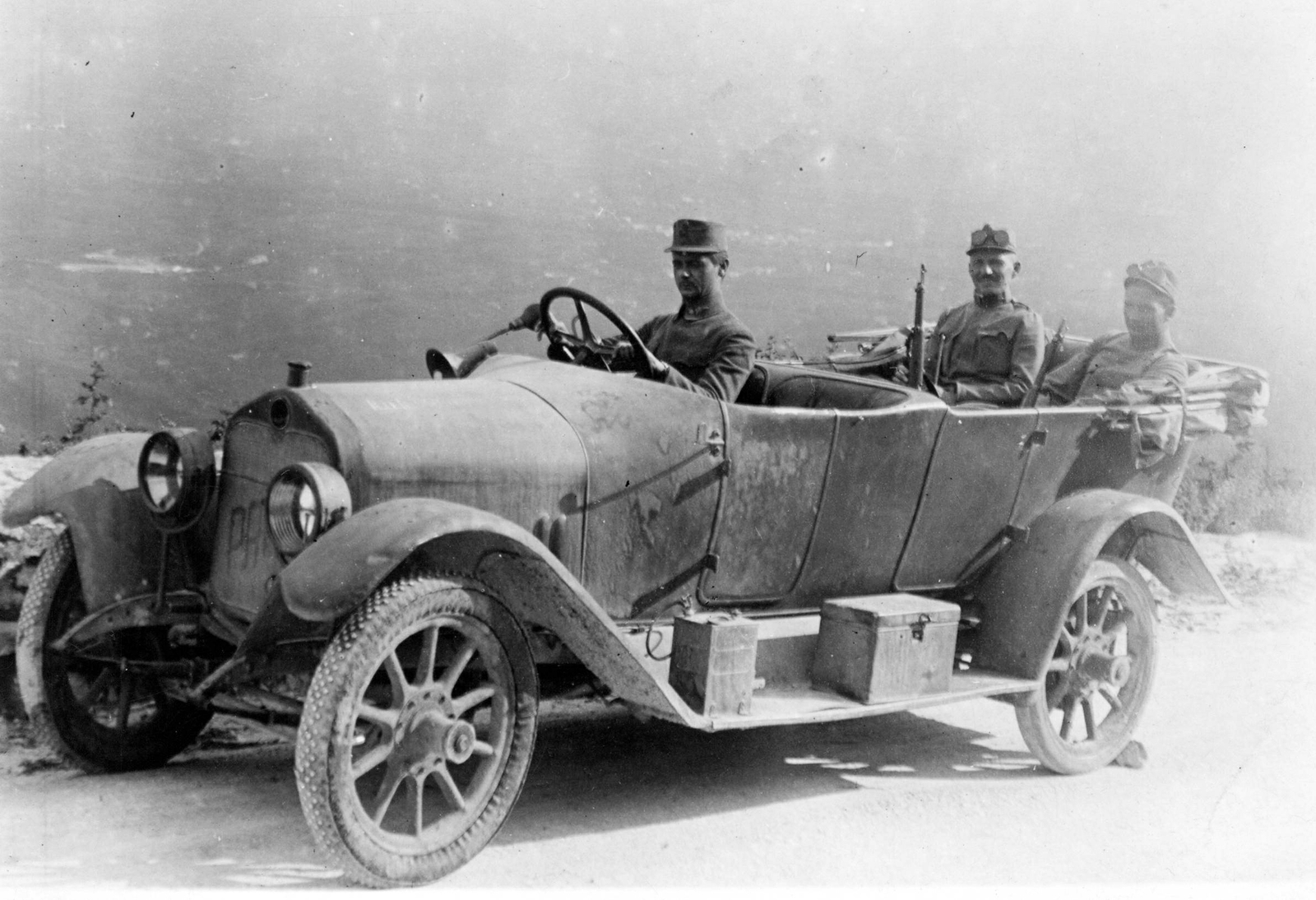 Italy, Praga személygépkocsi az olasz fronton., 1915, Krepsz Zoltán, First World War, Czech brand, weapon, automobile, gun, Praga-brand, Fortepan #30323