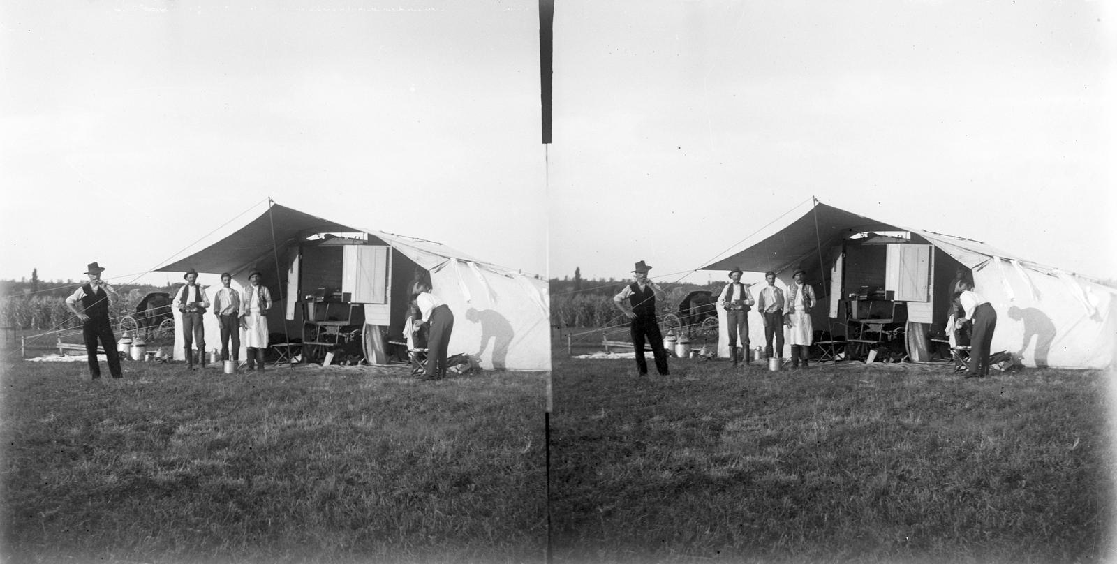 1906, SZTFH Földtani Szolgálatának gyűjteménye, men, tent, stereophoto, Fortepan #303254