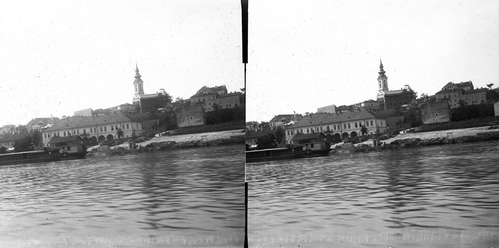 Serbia, Belgrade, látkép a Száváról, középen a Szent Mihály arkangyal székesegyház. A felvétel 1900 előtt készült. A kép forrását kérjük így adja meg: Fortepan / MMKM. Levéltári jelzet: MMKM TTFGY 2019.1., 1900, Magyar Műszaki és Közlekedési Múzeum / Eötvös Loránd, stereophoto, church, shore, Fortepan #303550