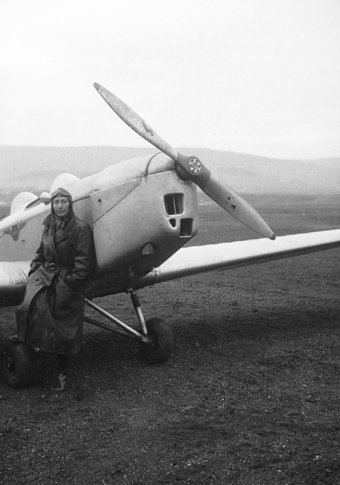 1939, Inkey Tibor, airplane, pilot, woman, Fortepan #303745