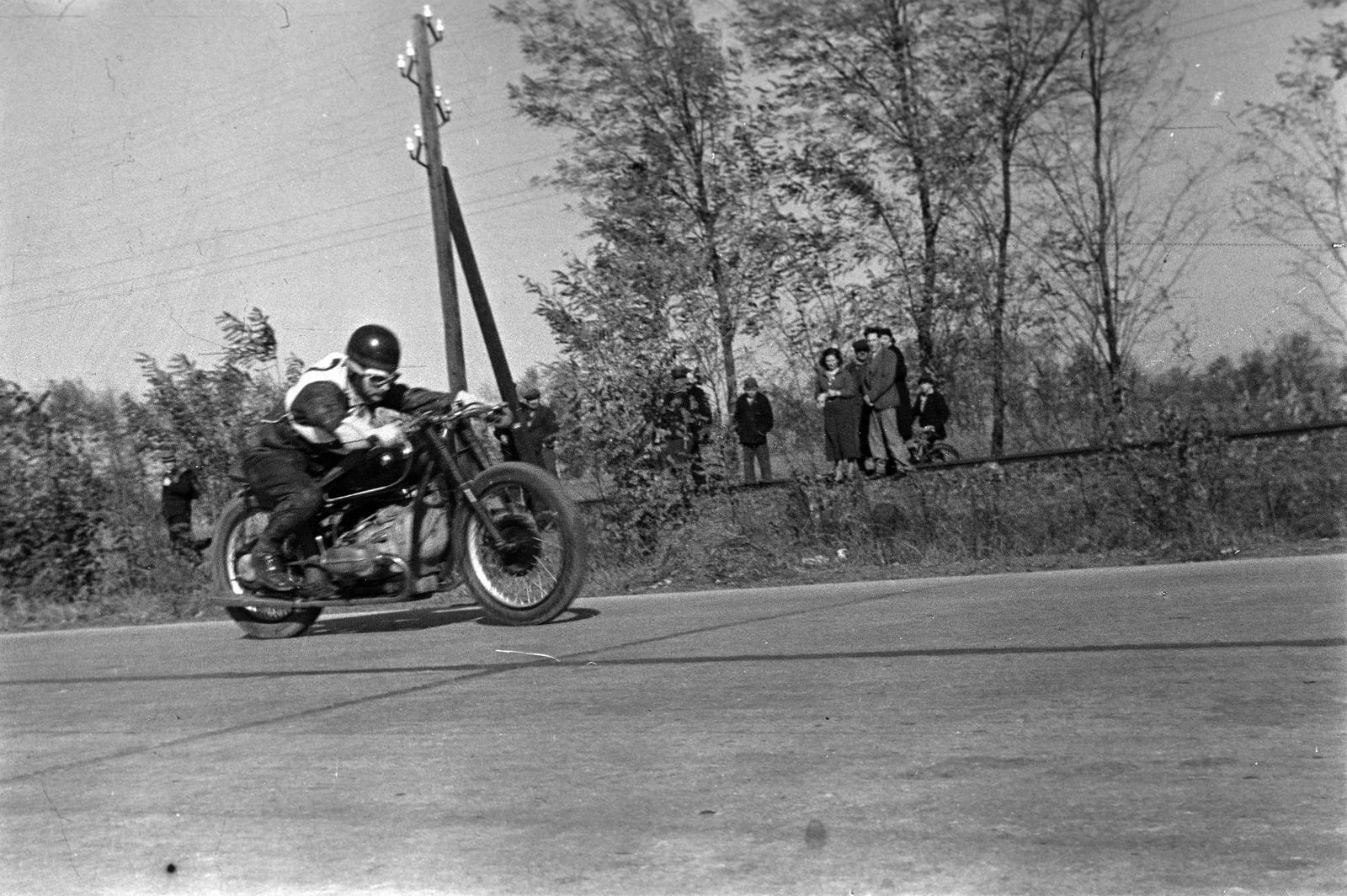 1937, Inkey Tibor, gaping, crash helmet, motorcycle race, Fortepan #303762