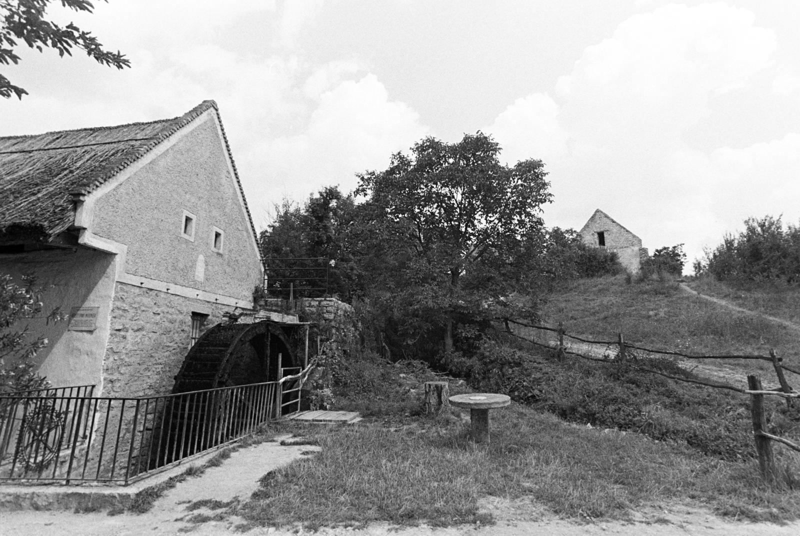 Hungary, Örvényes, Szent Imre utca, vízimalom a Pécsely-patak partján (később Malommúzeum)., 1976, Szebeni András, watermill, Mill, Fortepan #304018