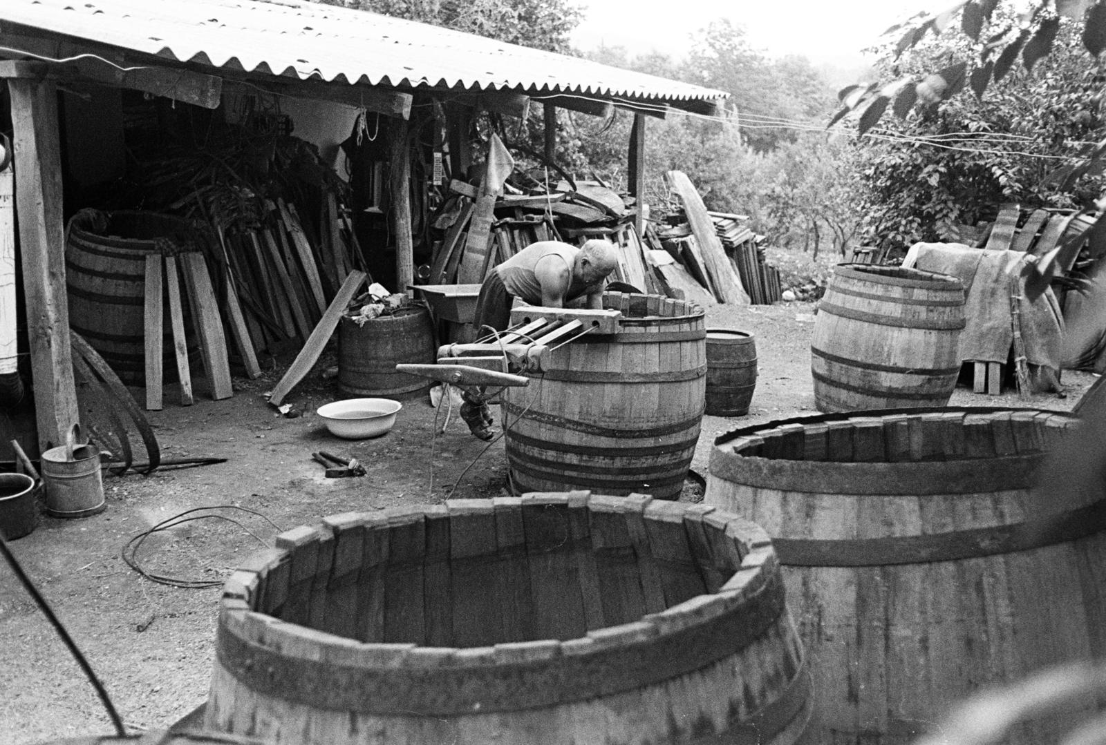 Magyarország, Káptalantóti, Dombai József kádármester., 1976, Szebeni András, kádárműhely, Fortepan #304161