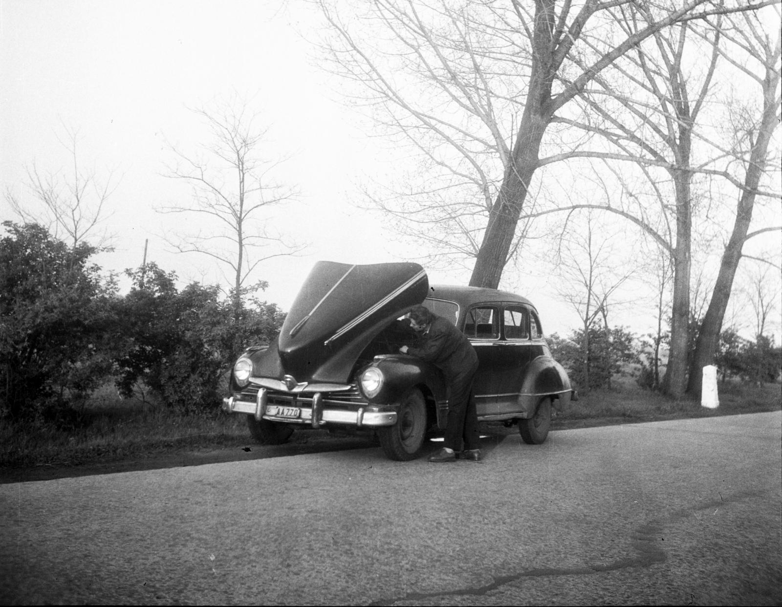 1957, Beszeda László Zoltán, Hudson Commodore, rendszám, Fortepan #304214