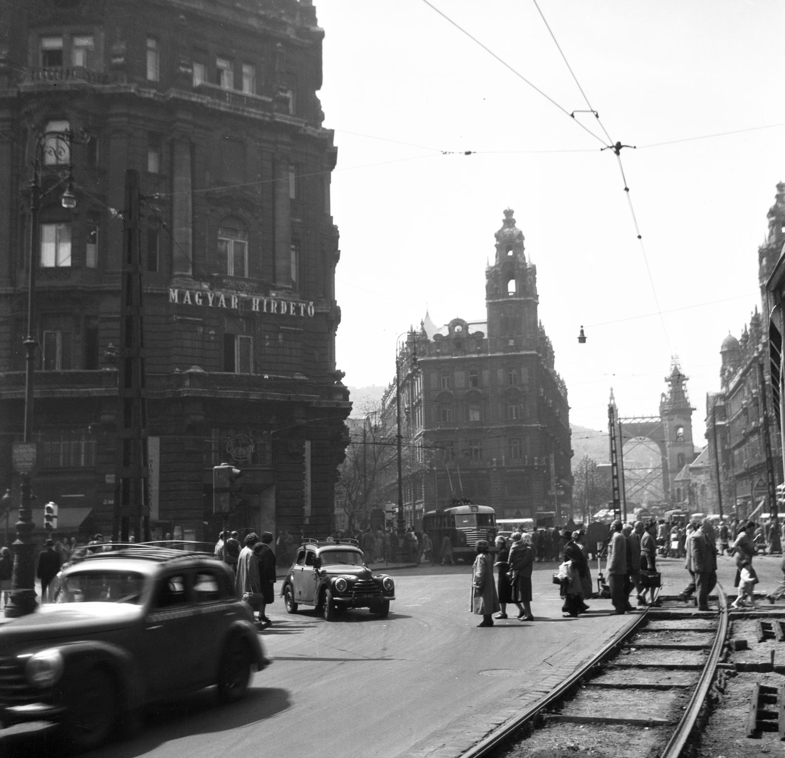 1960, Bán Tamás, Magyar Hirdető, bridge, rails, street view, Fortepan #304360
