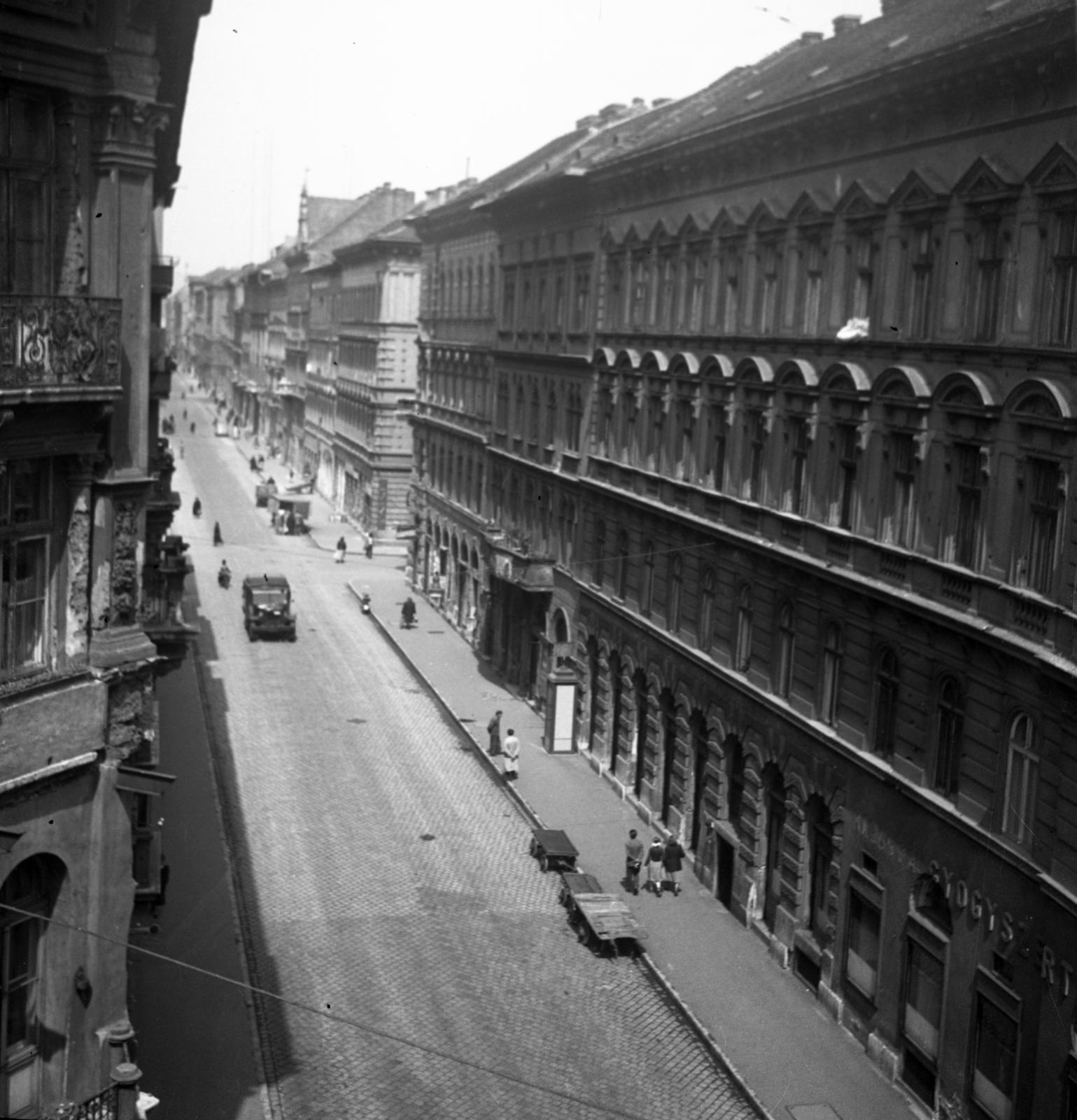 1958, Bán Tamás, telefonfülke, felülnézet, kézikocsi, utcakép, Fortepan #304413