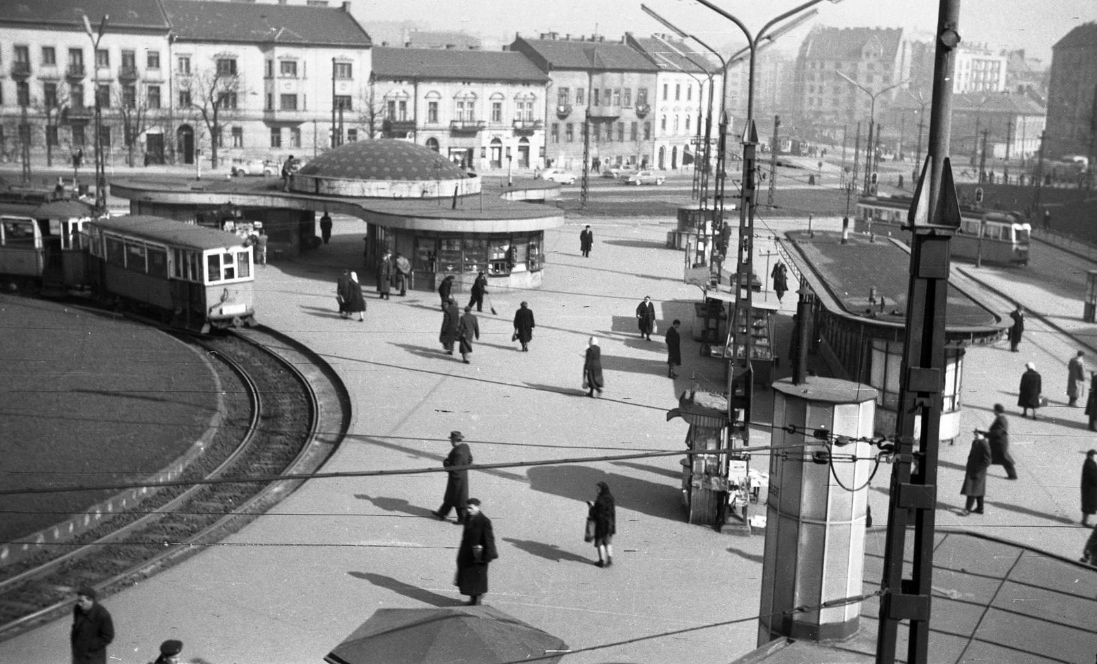 1962, Bán Tamás, terminus, square, tram, Fortepan #304445