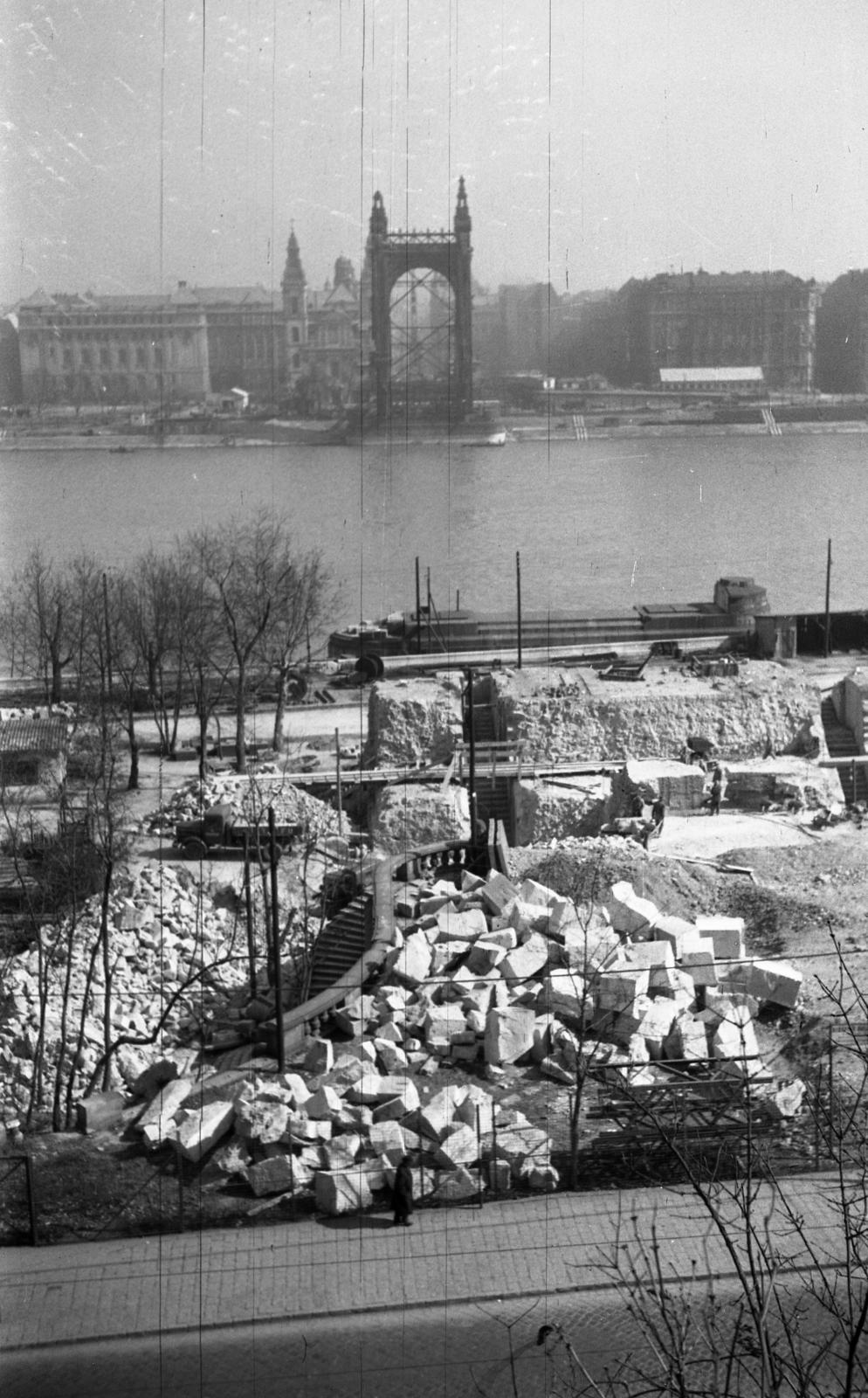 1962, Bán Tamás, wrecked bridge, untitled, Fortepan #304447