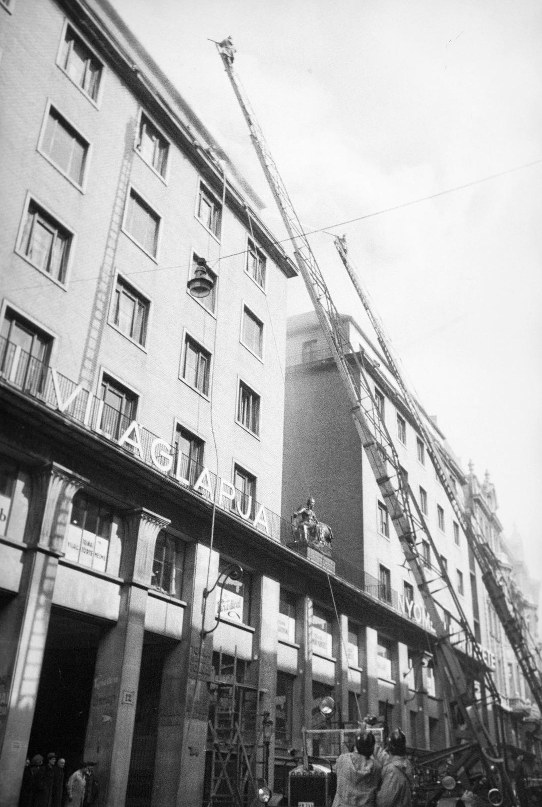 1940, Inkey Tibor, tűzoltó létra, Fortepan #304513