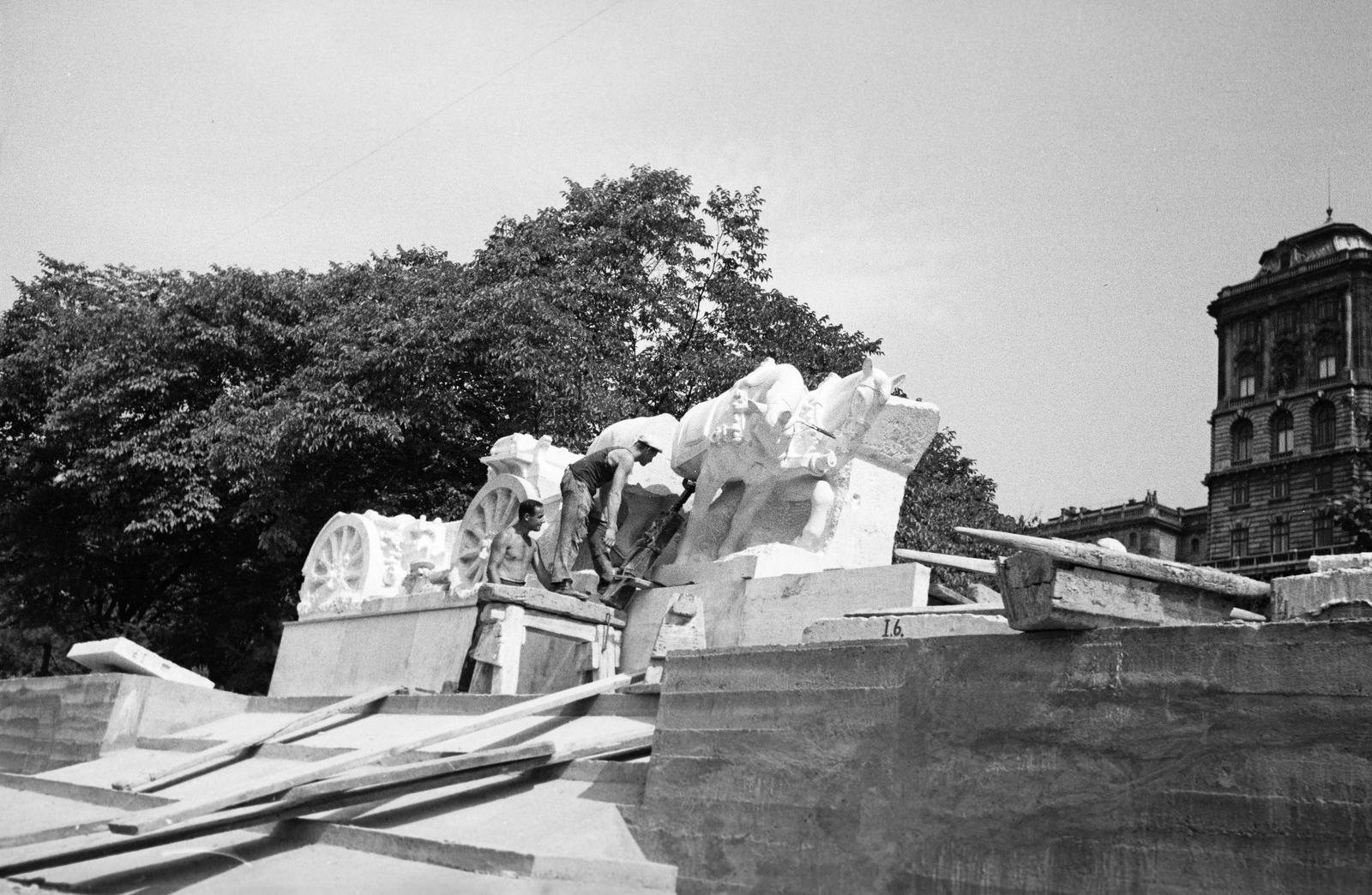 1937, Inkey Tibor, építkezés, emlékmű, Ligeti Miklós-alkotás, Fortepan #304714