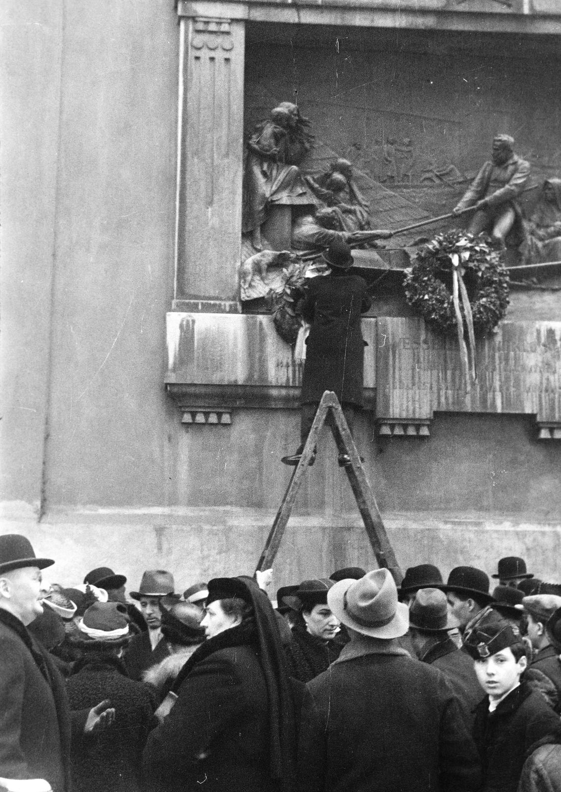 1938, Inkey Tibor, flood, relief, memorial plaque, Fortepan #304762